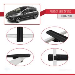 Peugeot 308 SW (T7) 2008-2013 Arası ile uyumlu Basic Model Ara Atkı Tavan Barı SİYAH 3 ADET