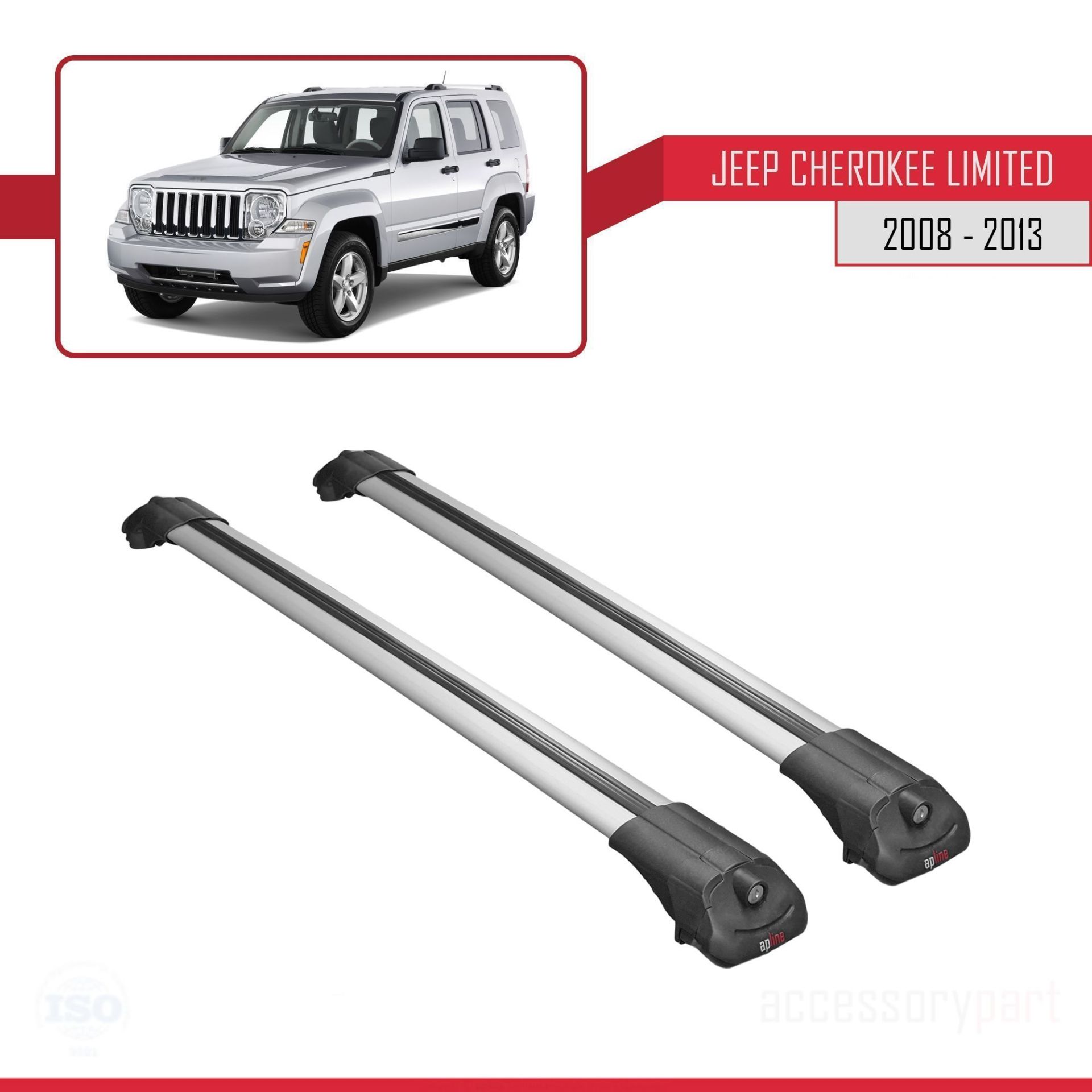Jeep Cherokee (KK) 2008-2013 Arası ile uyumlu ACE-1 Ara Atkı Tavan Barı GRİ