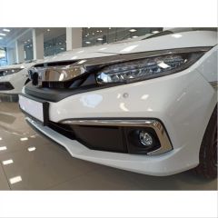 Honda Civic Uyumlu Fc5 2019-2021 Ön Sis Kaşı Kaplaması Nikelaj (Makyajlı Kasa)