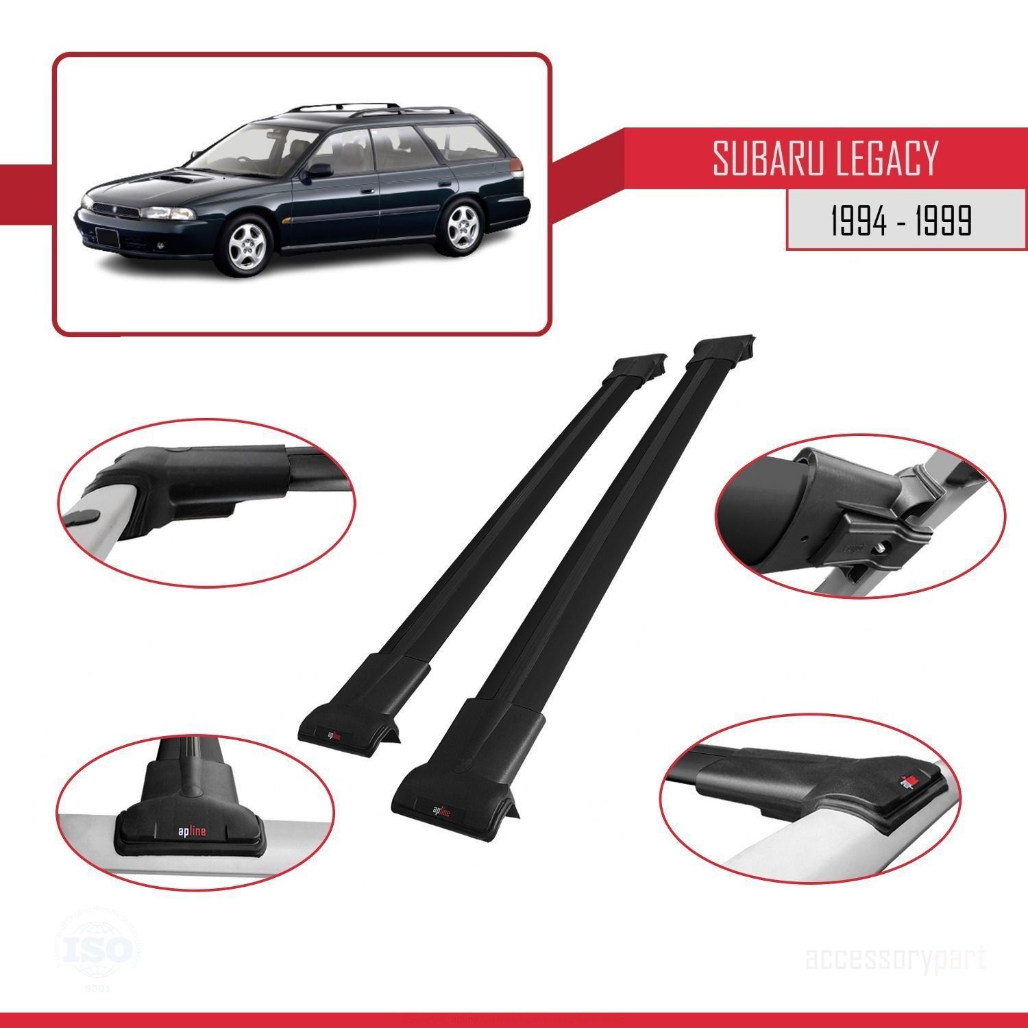 Subaru Legacy 1994-1999 Arası ile uyumlu FLY Model Ara Atkı Tavan Barı SİYAH