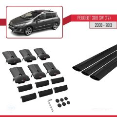 Peugeot 308 SW (T7) 2008-2013 Arası ile Uyumlu FLY Model Ara Atkı Tavan Barı SİYAH 3 ADET BAR