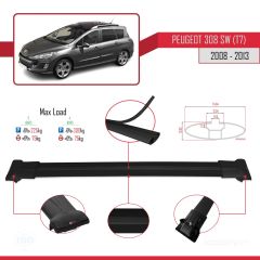 Peugeot 308 SW (T7) 2008-2013 Arası ile Uyumlu FLY Model Ara Atkı Tavan Barı SİYAH 3 ADET BAR