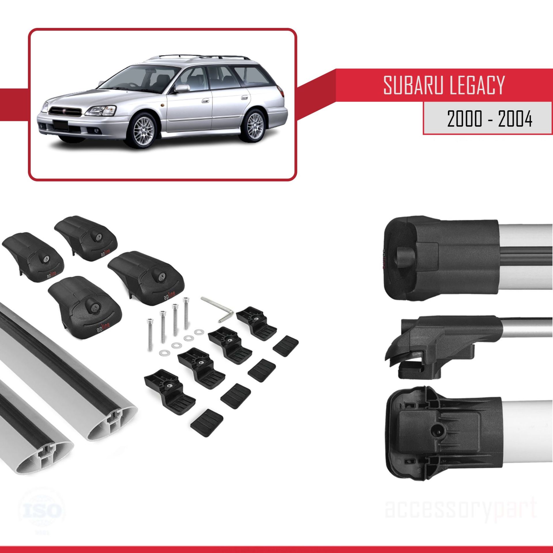 Subaru Legacy 2000-2004 Arası ile uyumlu ACE-1 Ara Atkı Tavan Barı GRİ