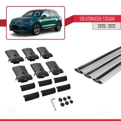 Volkswagen Tiguan 2020-2023 Arası ile Uyumlu FLY Model Ara Atkı Tavan Barı GRİ 3 ADET BAR
