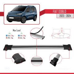 Fiat Doblo 2023 ve Sonrası ile uyumlu FLY Model Ara Atkı Tavan Barı GRİ 4 ADET BAR