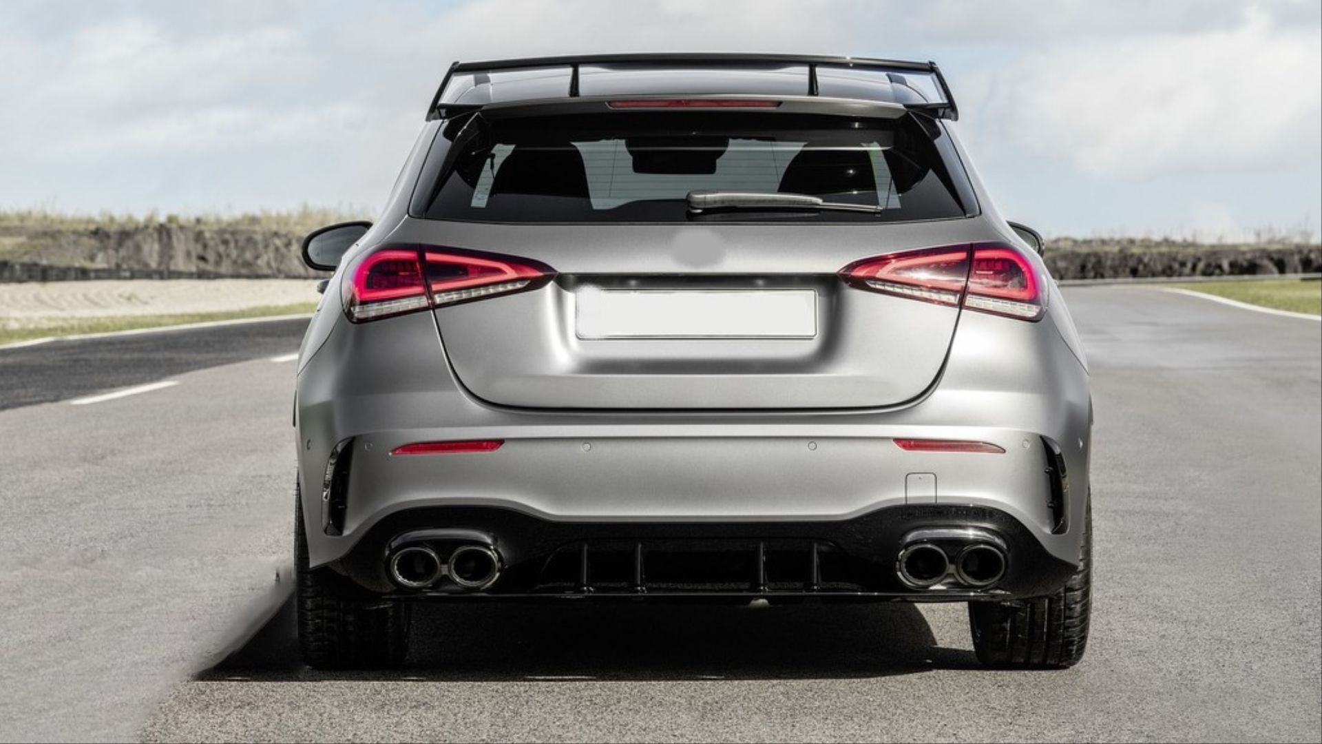 Mercedes A45 Uyumlu W177 Hatchback 2019+ Silver Difüzör & Egzoz Seti- Silver Egzoz İle