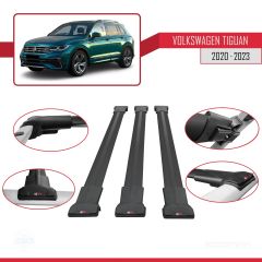 Volkswagen Tiguan 2020-2023 Arası ile Uyumlu FLY Model Ara Atkı Tavan Barı SİYAH 3 ADET BAR