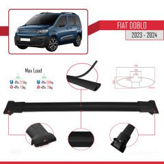 Fiat Doblo 2023 ve Sonrası ile uyumlu FLY Model Ara Atkı Tavan Barı SİYAH 3 ADET BAR