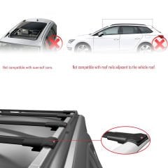 Fiat Doblo 2023 ve Sonrası ile uyumlu FLY Model Ara Atkı Tavan Barı SİYAH 4 ADET BAR
