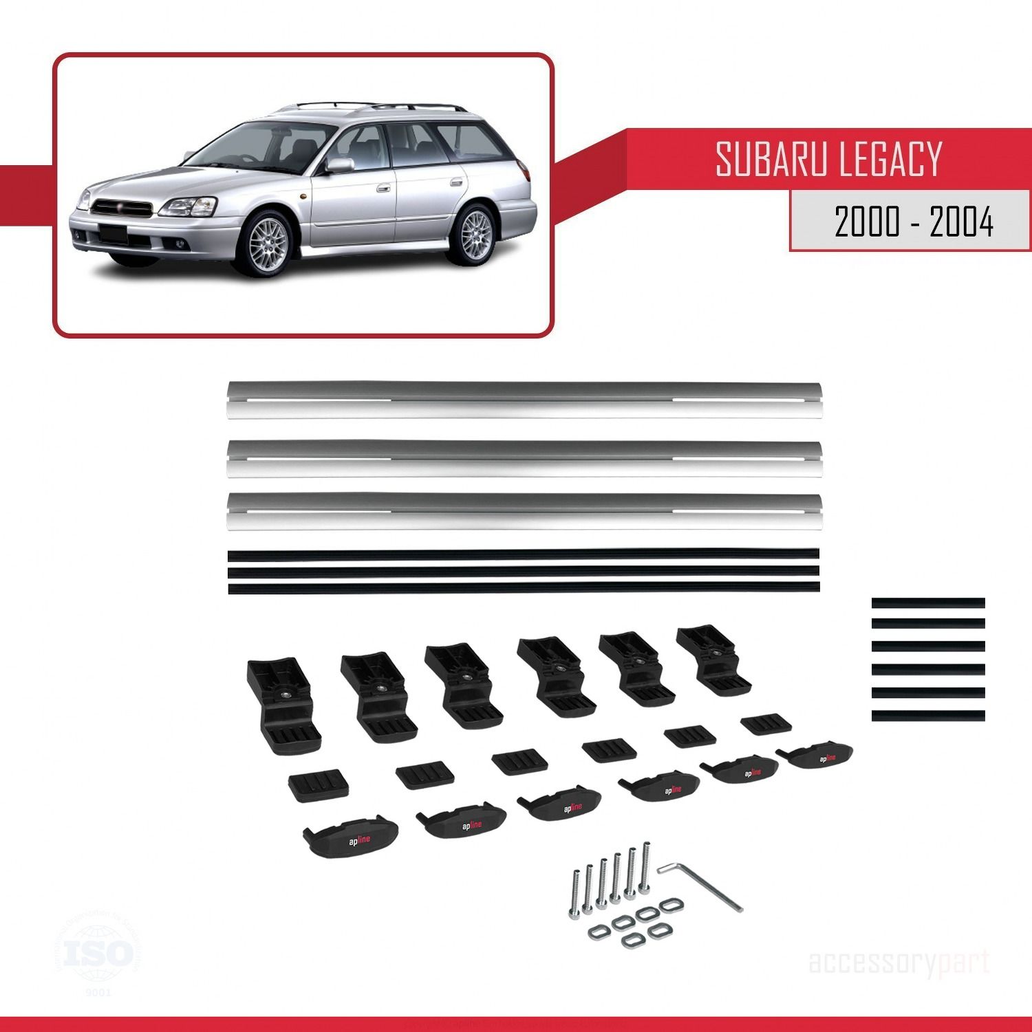 Subaru Legacy 2000-2004 Arası ile uyumlu Basic Model Ara Atkı Tavan Barı GRİ 3 ADET