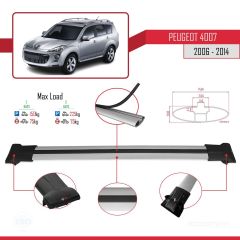 Peugeot 4007 2006-2014 Arası ile Uyumlu FLY Model Ara Atkı Tavan Barı GRİ