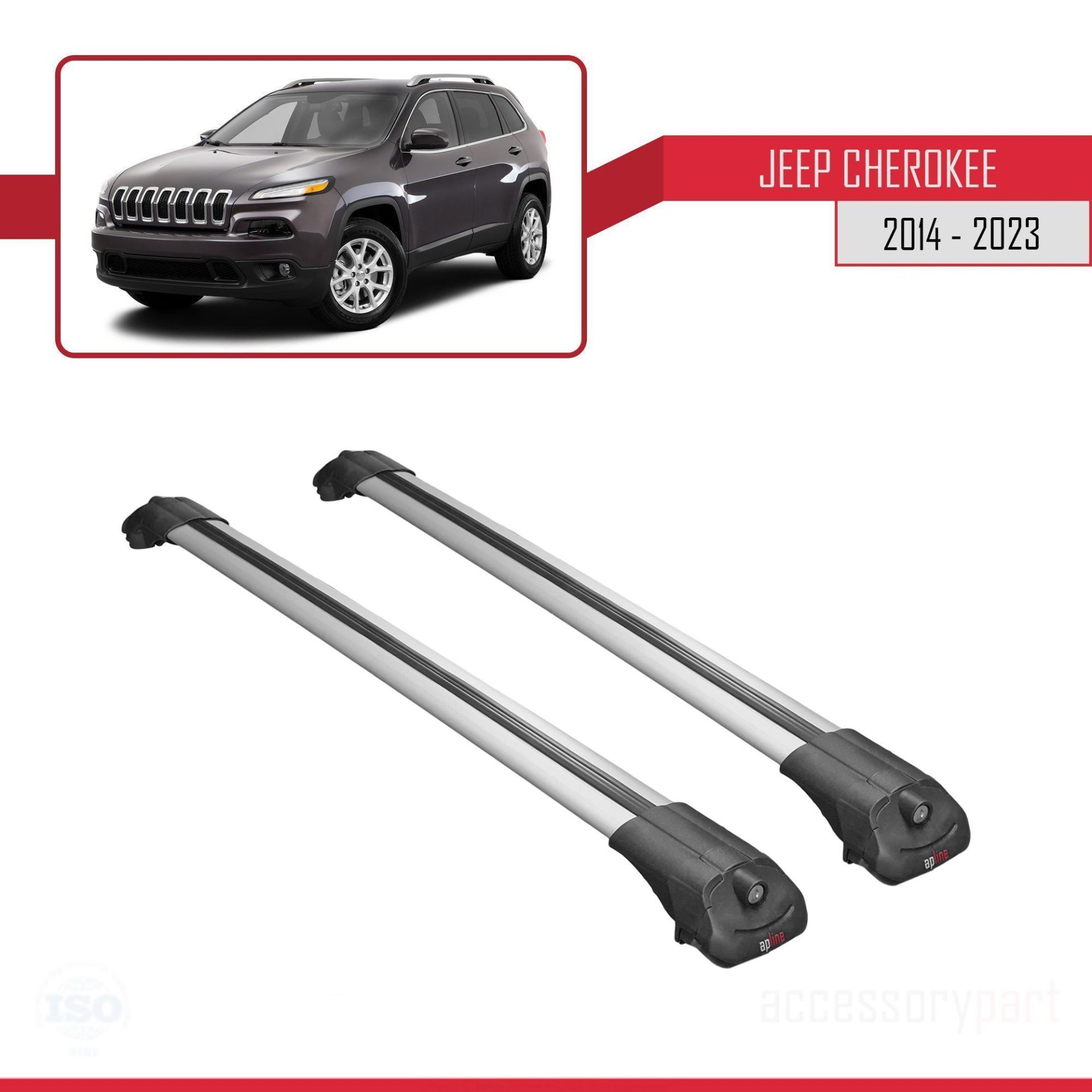 Jeep Cherokee (KL) 2014-2023 Arası ile uyumlu ACE-1 Ara Atkı Tavan Barı GRİ