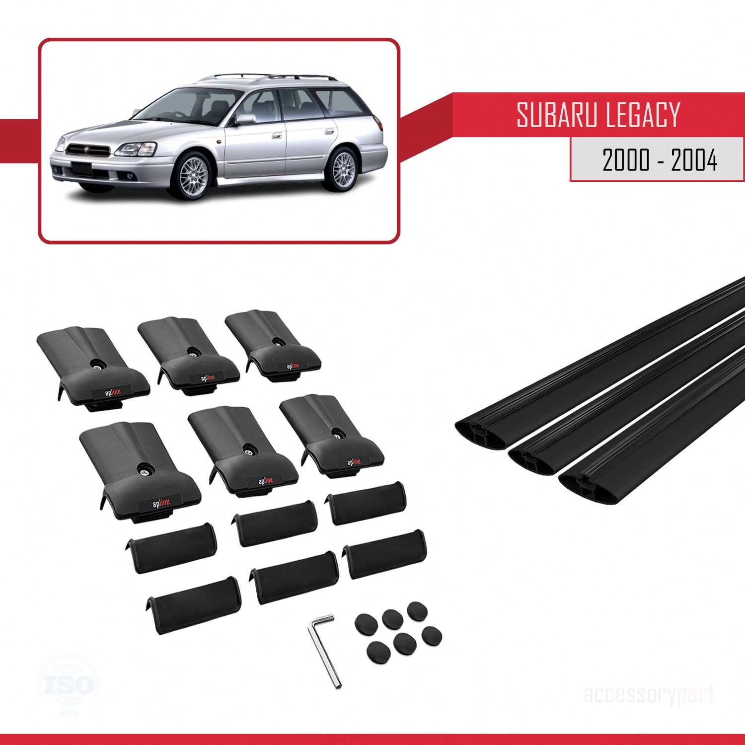 Subaru Legacy 2000-2004 Arası ile uyumlu FLY Model Ara Atkı Tavan Barı SİYAH 3 ADET BAR