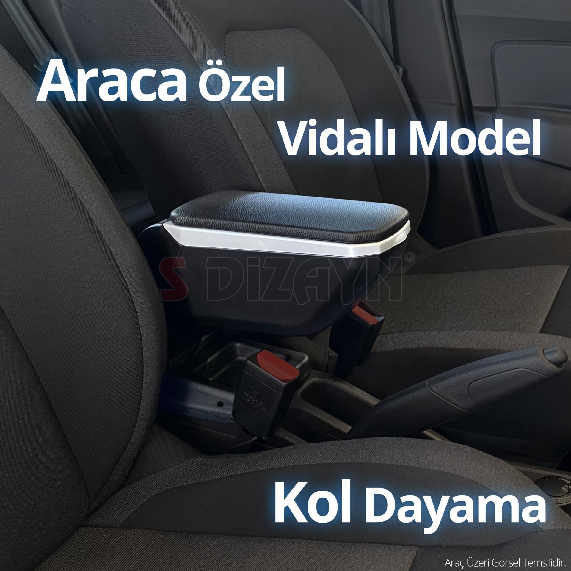 S-Dizayn VW Polo 6 Makyajlı Kol Dayama Kolçak ABS Vidalı Gri 2021 Üzeri A+ Kalite