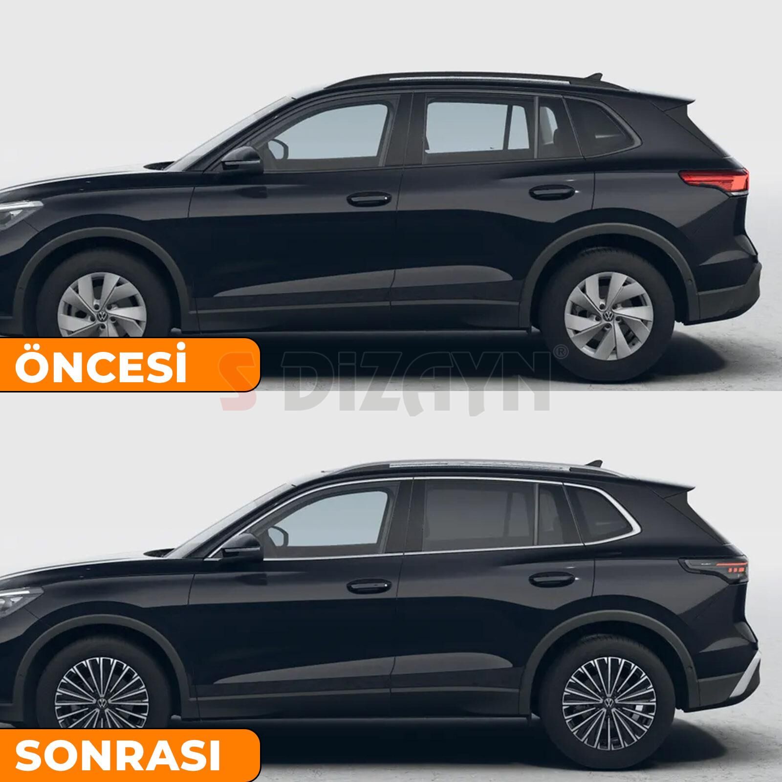 S-Dizayn VW Tiguan 3 Krom Cam Çerçeve Seti 10 Prç. 2024 Üzeri A+ Kalite