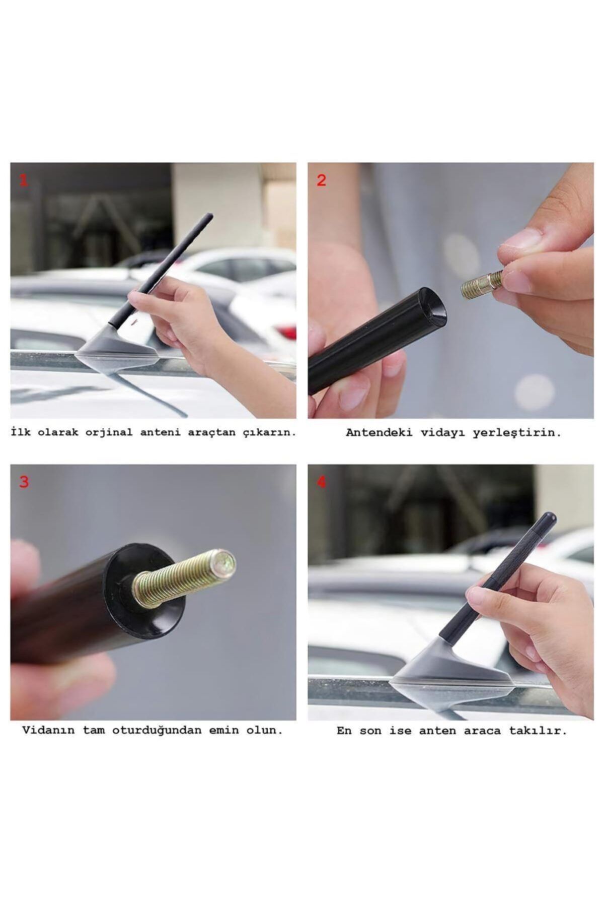 Renault Modus Oto Anteni Karbon Fiber Anten Çubuğu Siyah