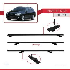 Peugeot 407 ESTATE 2005-2011 Arası ile uyumlu Basic Model Ara Atkı Tavan Barı SİYAH 3 ADET