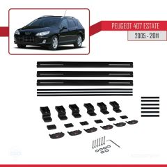 Peugeot 407 ESTATE 2005-2011 Arası ile uyumlu Basic Model Ara Atkı Tavan Barı SİYAH 3 ADET