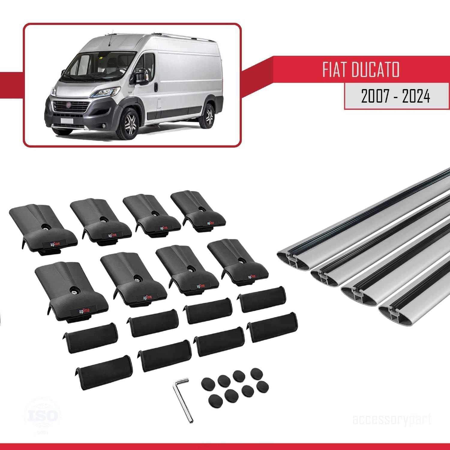 Fiat Ducato 2007 ve Sonrası ile uyumlu FLY Model Ara Atkı Tavan Barı GRİ 4 ADET BAR