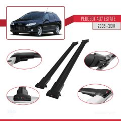 Peugeot 407 ESTATE 2005-2011 Arası ile uyumlu FLY Model Ara Atkı Tavan Barı SİYAH