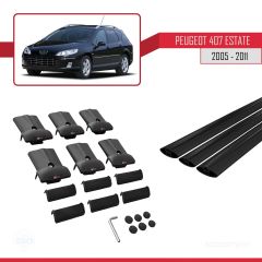 Peugeot 407 ESTATE 2005-2011 Arası ile Uyumlu FLY Model Ara Atkı Tavan Barı SİYAH 3 ADET BAR