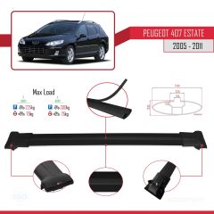 Peugeot 407 ESTATE 2005-2011 Arası ile Uyumlu FLY Model Ara Atkı Tavan Barı SİYAH 3 ADET BAR