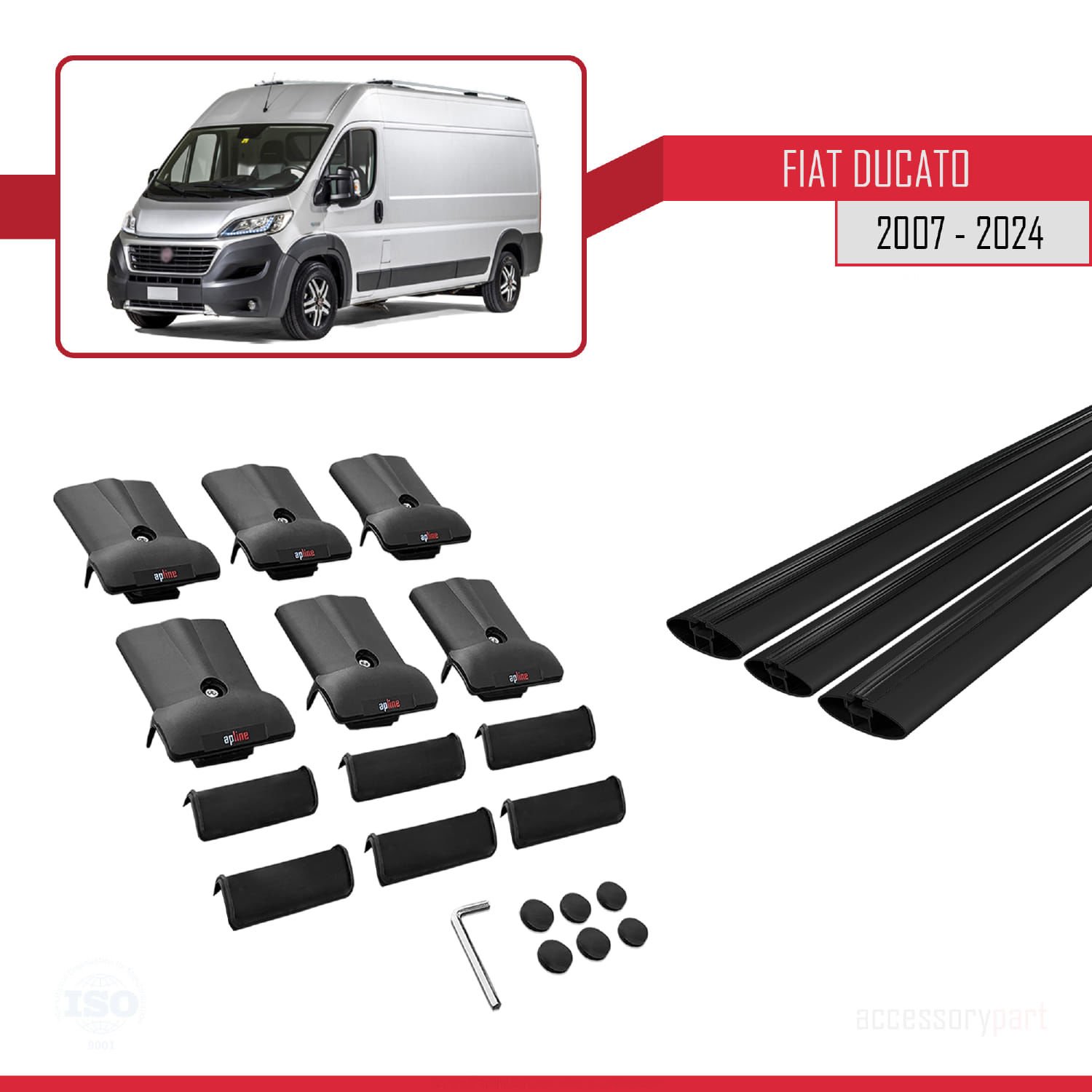 Fiat Ducato 2007 ve Sonrası ile uyumlu FLY Model Ara Atkı Tavan Barı SİYAH 3 ADET BAR