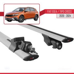 Fiat Egea Cross 2020 ve Sonrası ile uyumlu HOOK Model Anahtar Kilitli Ara Atkı Tavan Barı GRİ