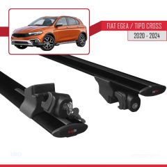 Fiat Egea Cross 2020 ve Sonrası ile uyumlu HOOK Model Anahtar Kilitli Ara Atkı Tavan Barı SİYAH
