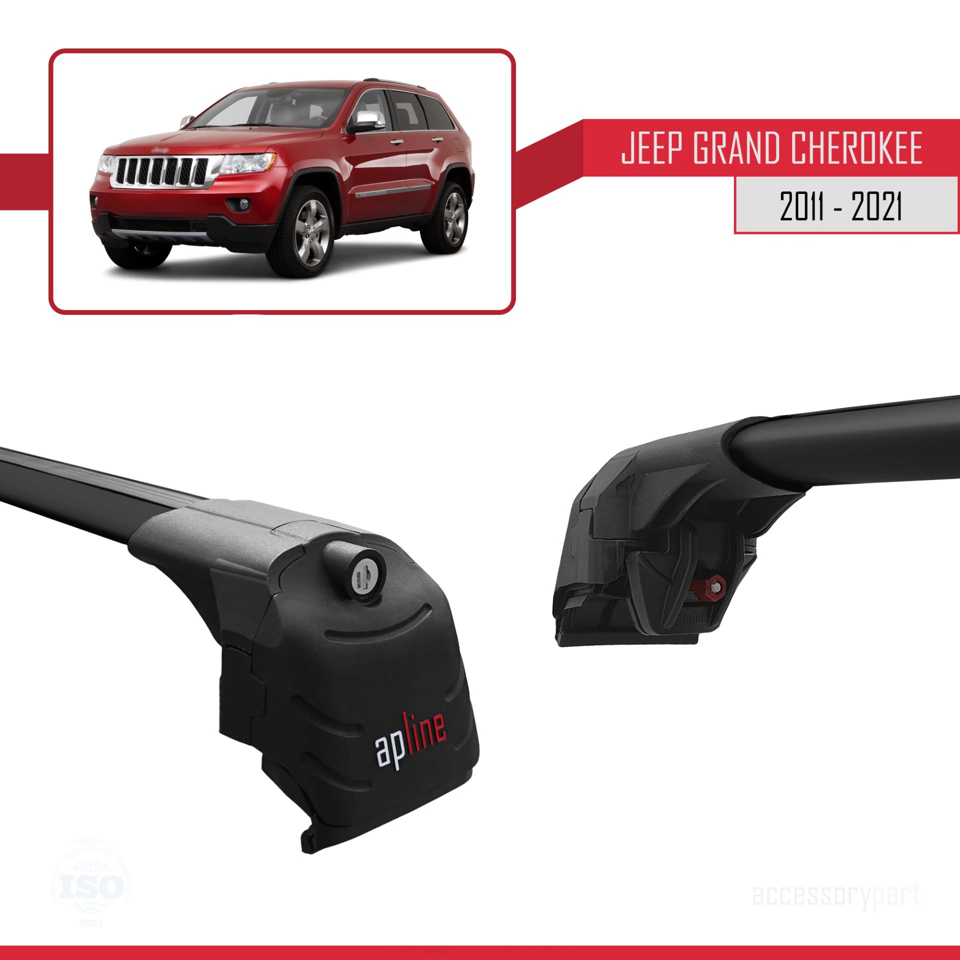 Jeep Grand Cherokee (WK2) 2011-2021 Arası ile uyumlu ACE-2 Ara Atkı Tavan Barı SİYAH