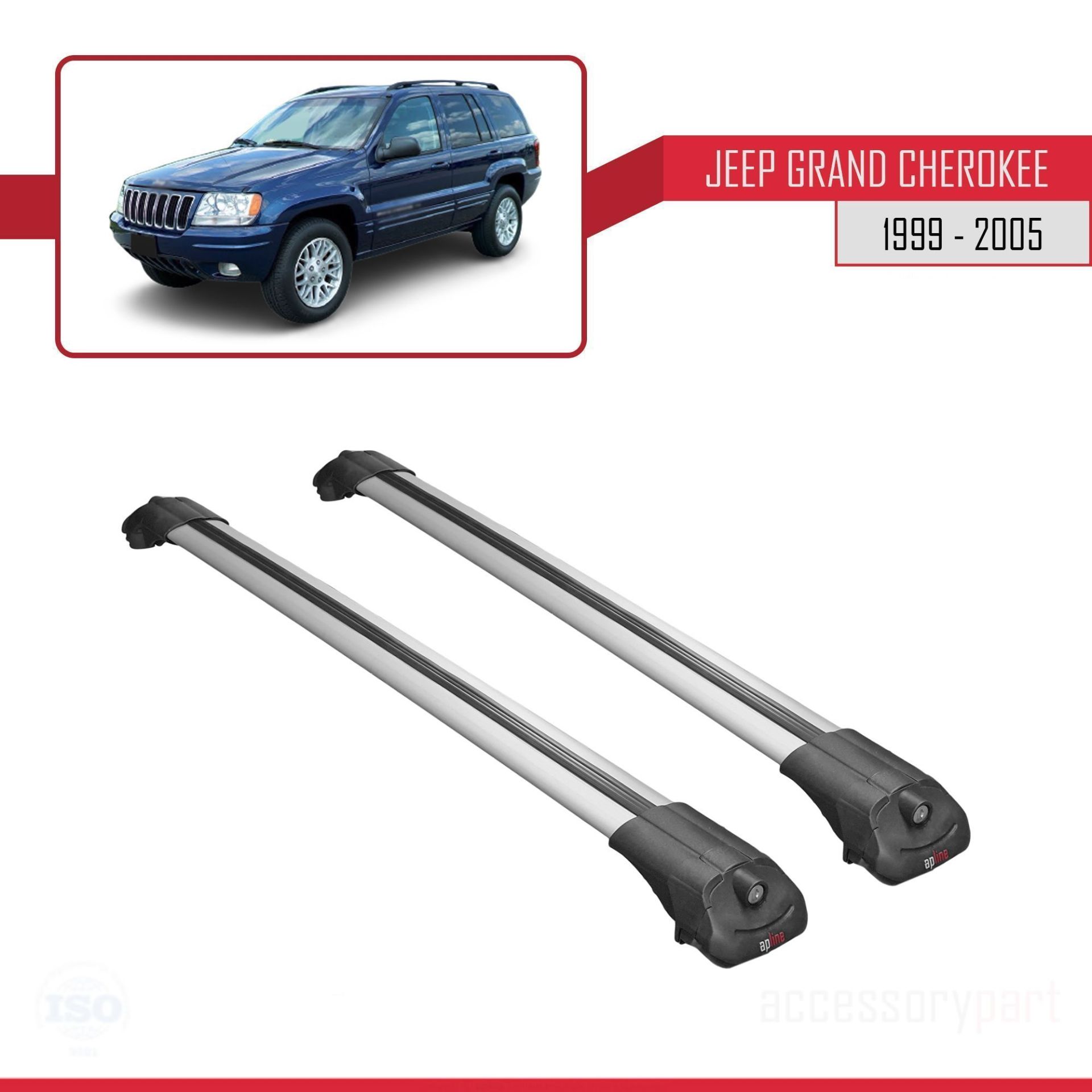 Jeep Grand Cherokee 1999-2005 Arası ile uyumlu ACE-1 Ara Atkı Tavan Barı GRİ
