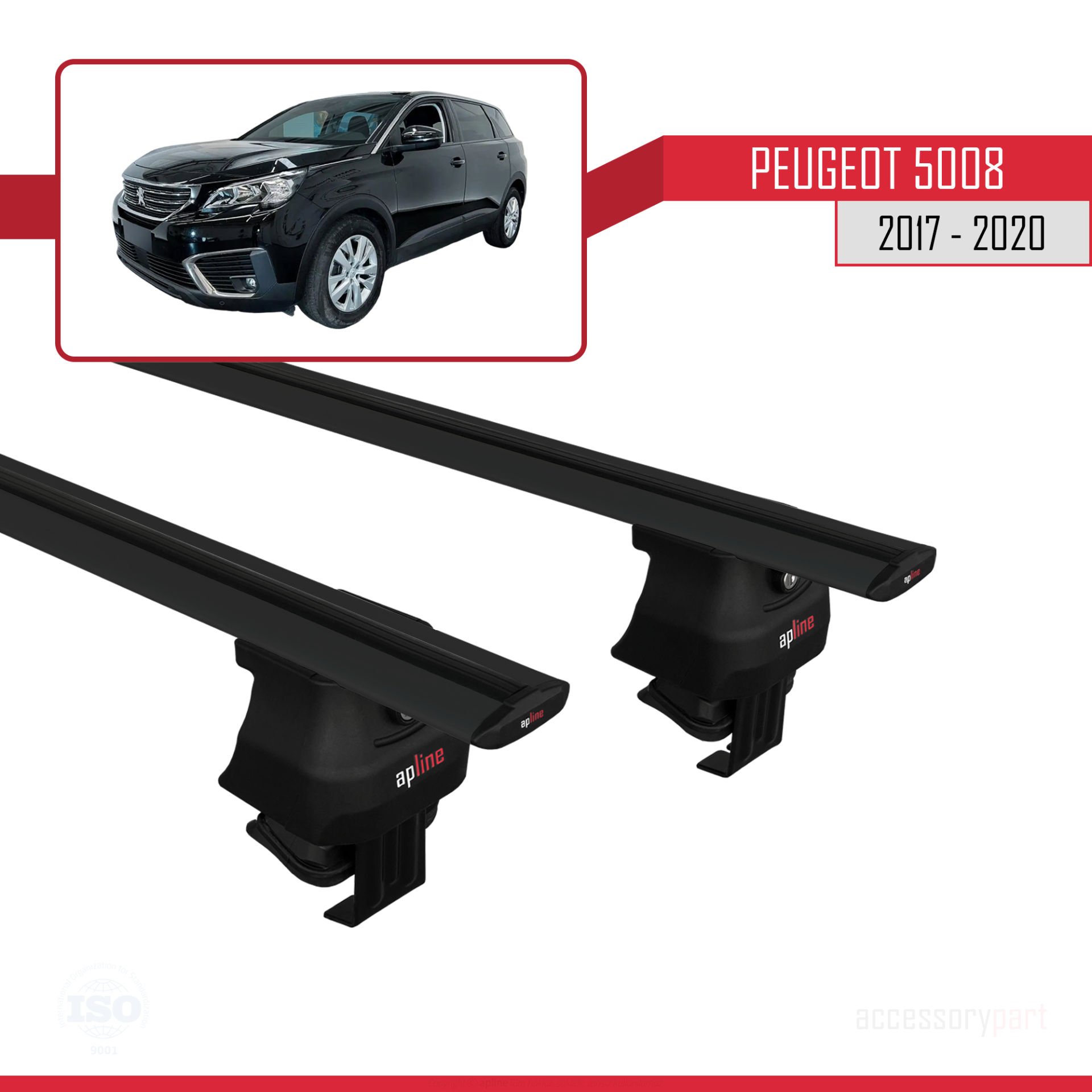 Peugeot 5008 2017-2020 Arası ile uyumlu ACE-4 Ara Atkı Tavan Barı SİYAH