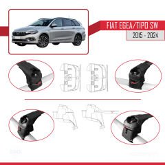 Fiat Egea/Tipo SW 2015 ve Sonrası ile uyumlu ACE-2 Ara Atkı Tavan Barı SİYAH