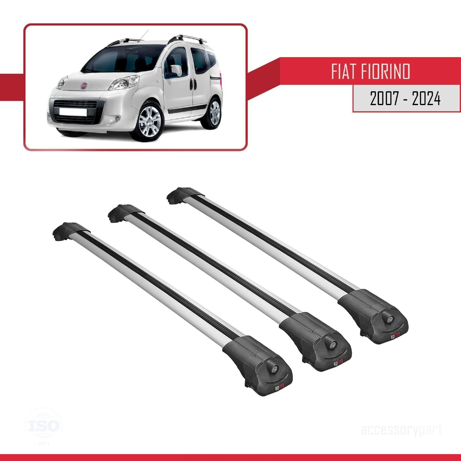 Fiat Fiorino 2007 ve Sonrası ile uyumlu ACE-1 Ara Atkı Tavan Barı GRİ 3 ADET BAR