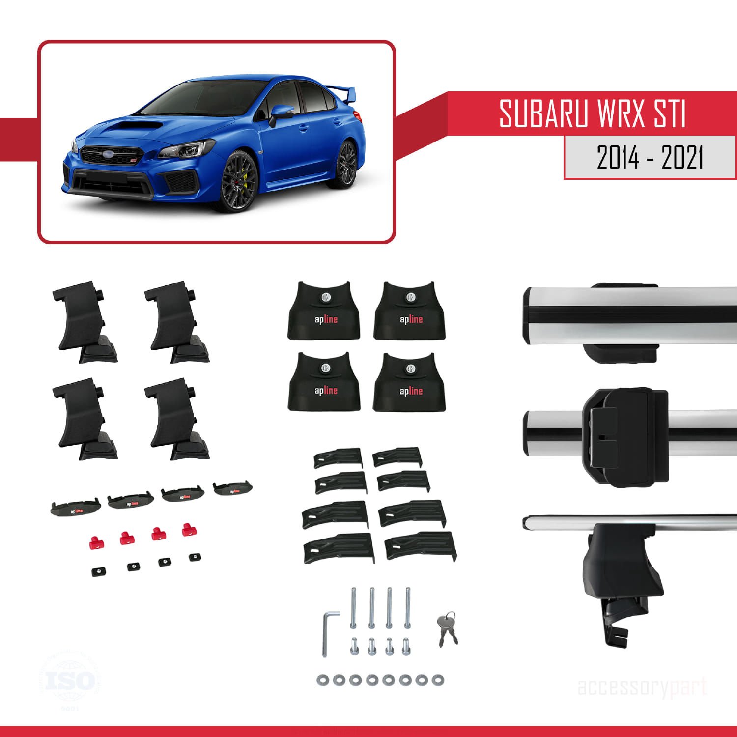 Subaru WRX STI 2014-2021 Arası ile uyumlu ACE-4 Ara Atkı Tavan Barı GRİ