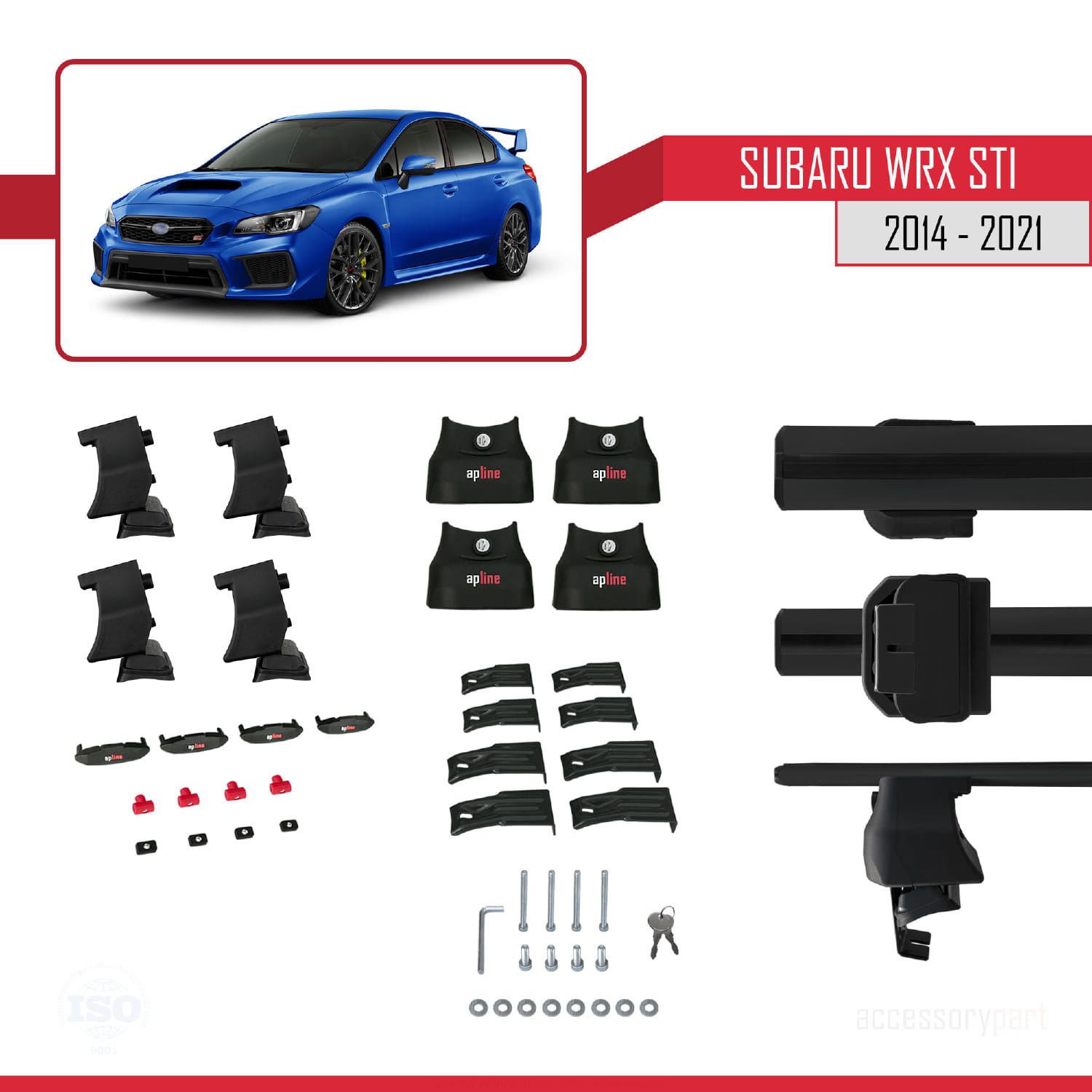 Subaru WRX STI 2014-2021 Arası ile uyumlu ACE-4 Ara Atkı Tavan Barı SİYAH