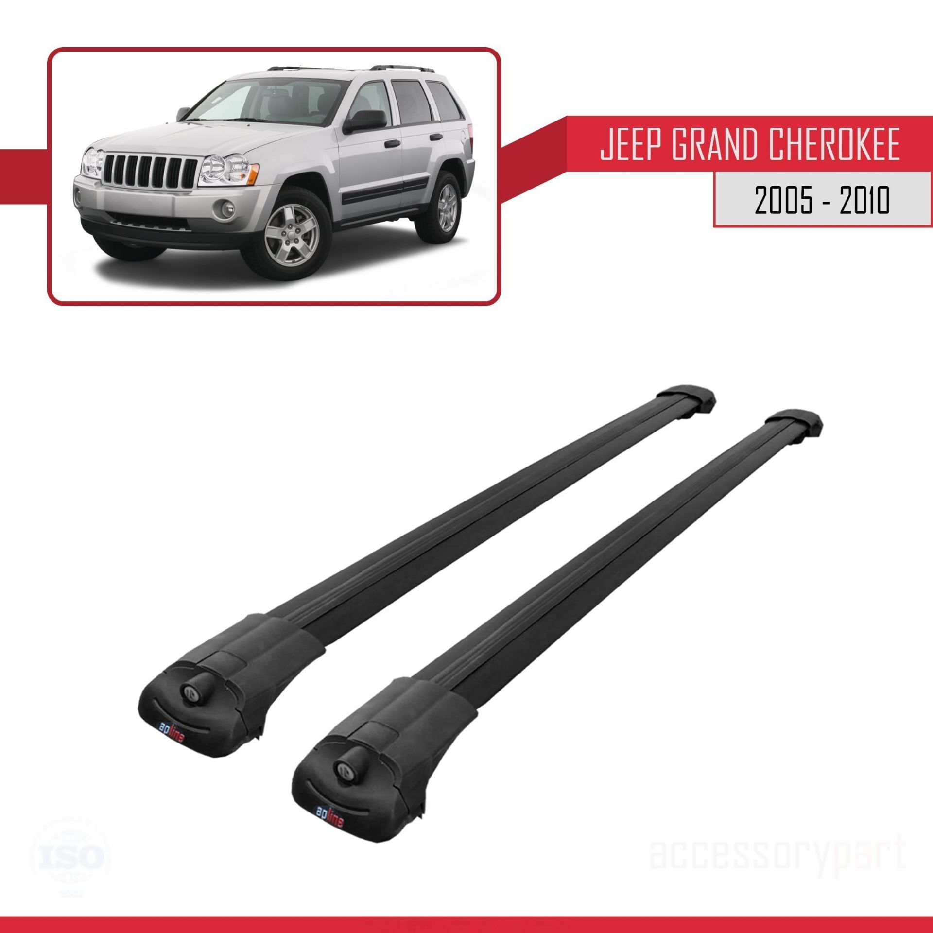 Jeep Grand Cherokee 2005-2010 Arası ile uyumlu ACE-1 Ara Atkı Tavan Barı SİYAH