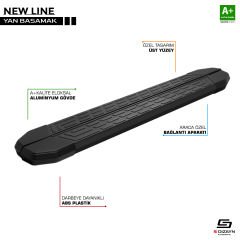 NewLine Siyah Yan Basamak Profil 199 Cm Etekli