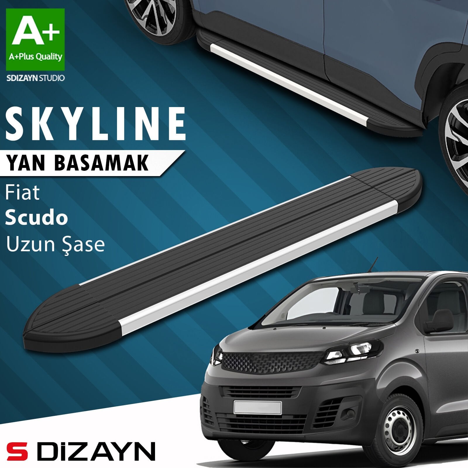 S-Dizayn Fiat Scudo 3 Skyline Aluminyum Yan Basamak 243 Cm 2020 Üzeri A+ Kalite