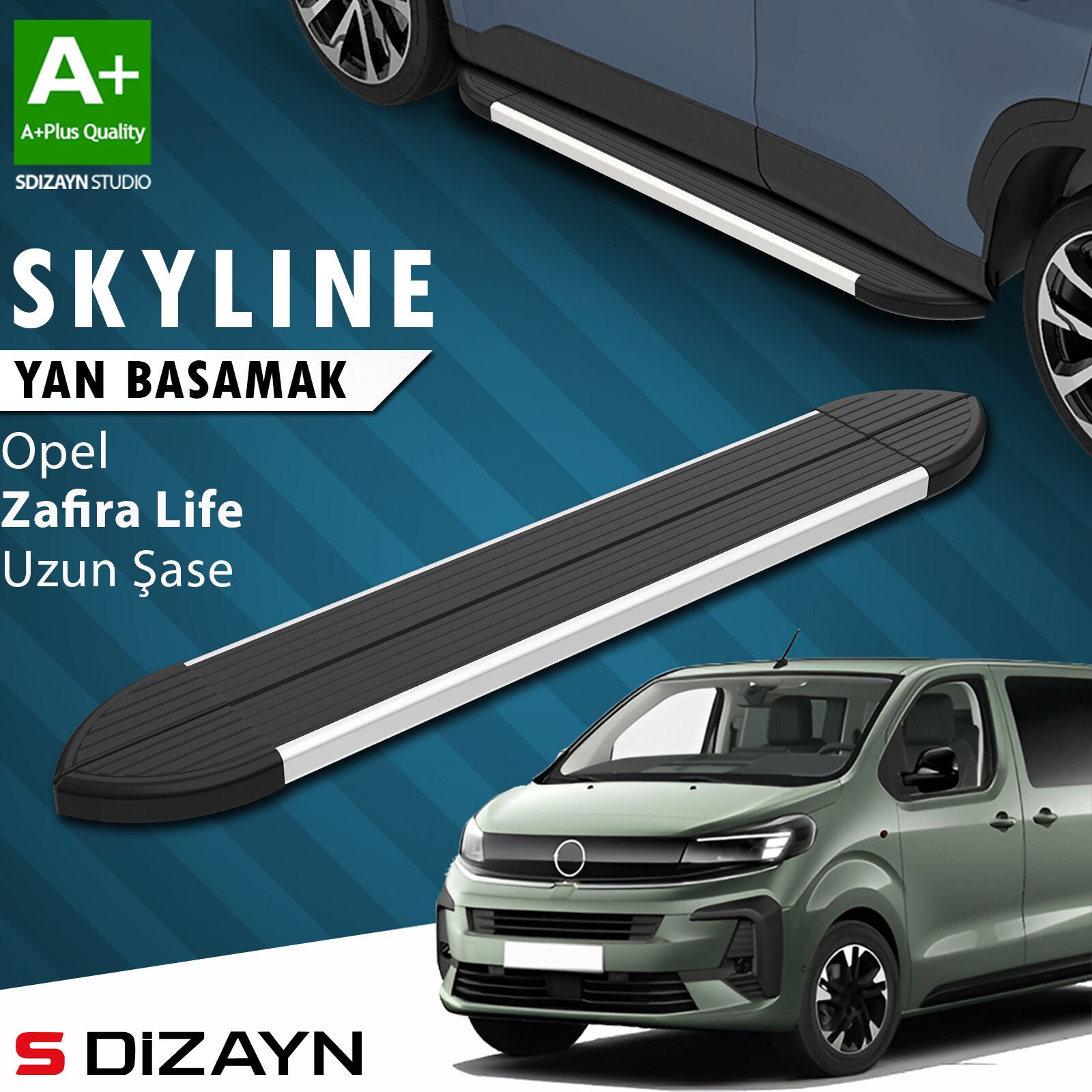 S-Dizayn Opel Zafira Life Skyline Aluminyum Yan Basamak 243 Cm 2020 Üzeri A+ Kalite