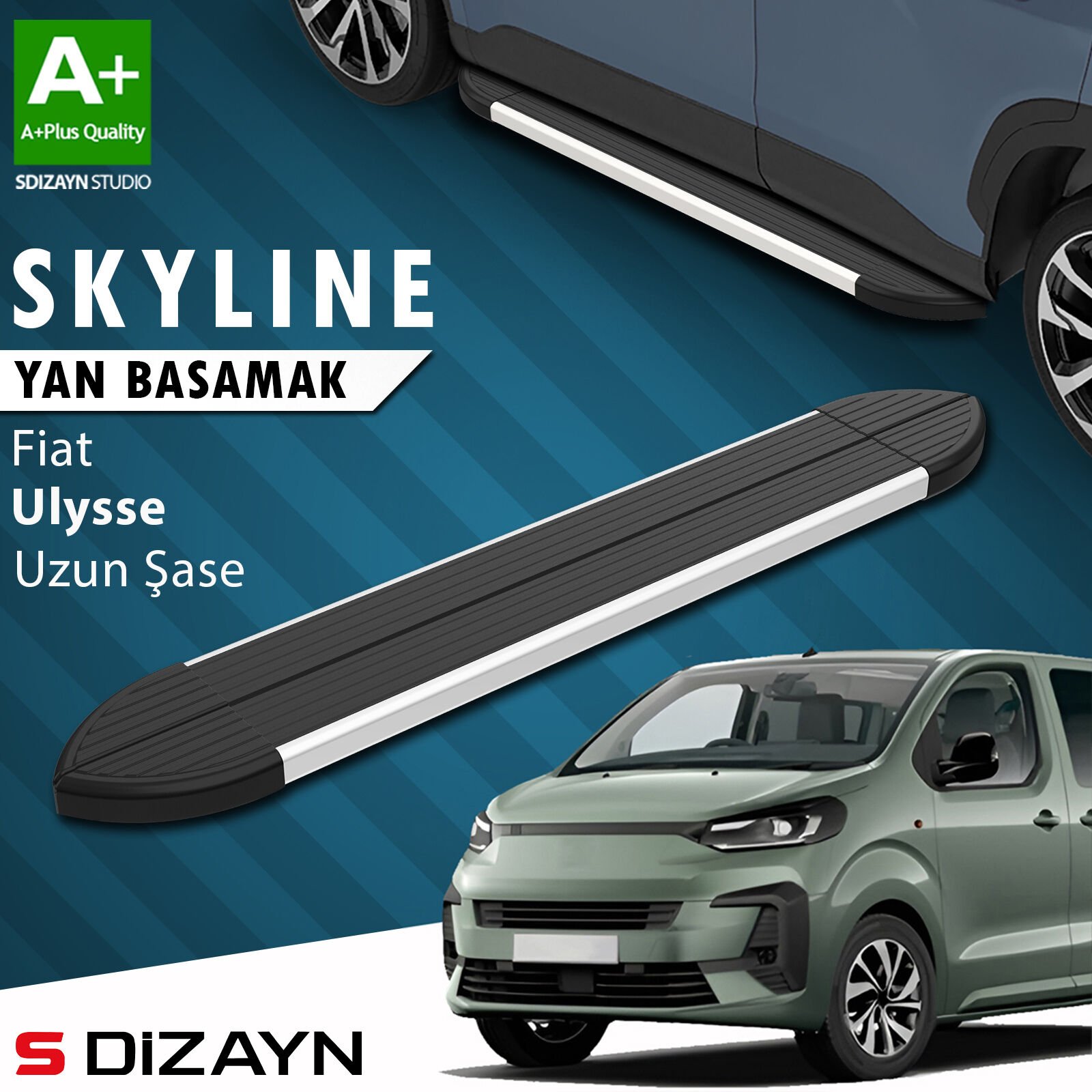 S-Dizayn Fiat Ulysse Skyline Aluminyum Yan Basamak 243 Cm 2022 Üzeri A+ Kalite