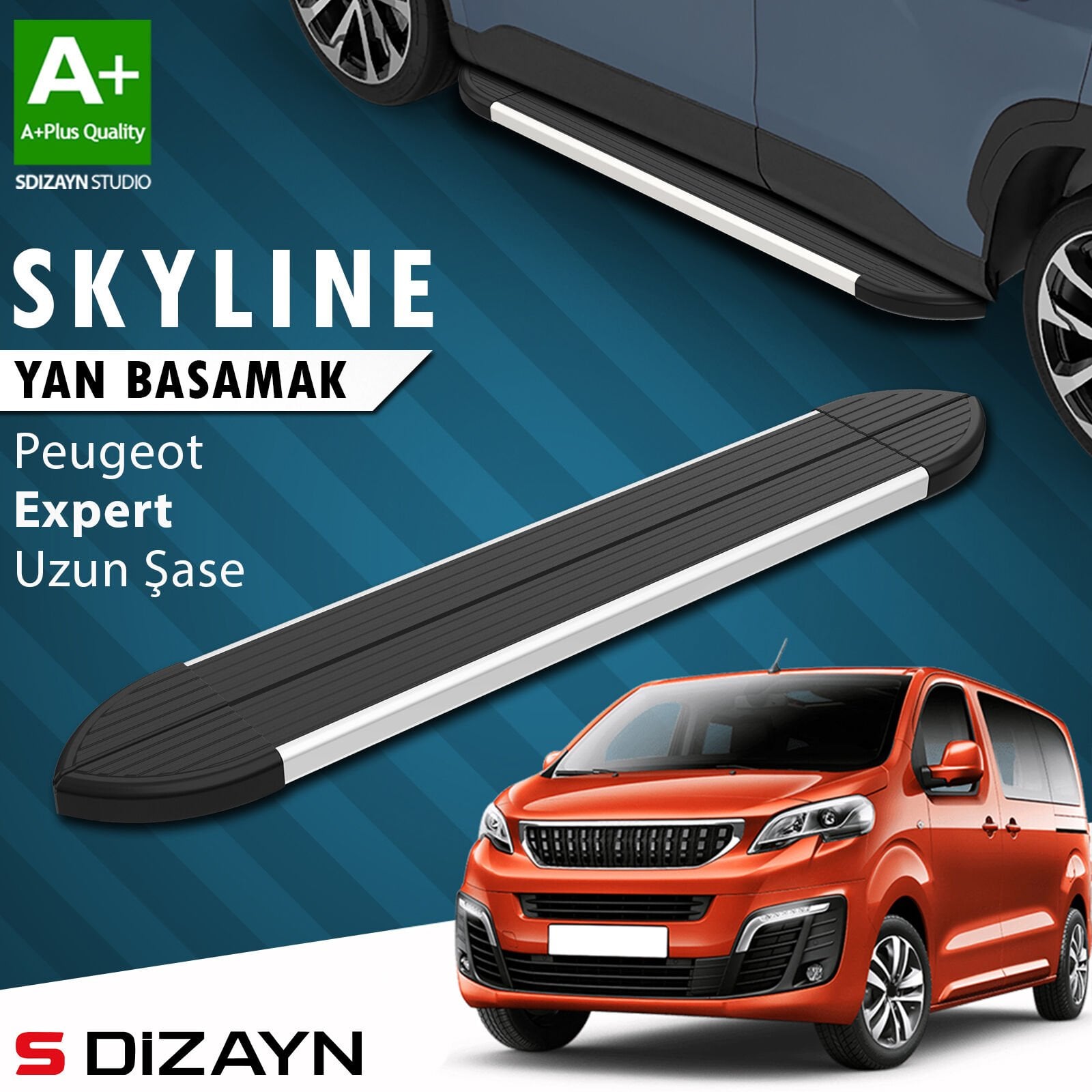 S-Dizayn Peugeot Expert 3 Uzun Şase Skyline Aluminyum Yan Basamak 243 Cm 2016 Üzeri A+ Kalite