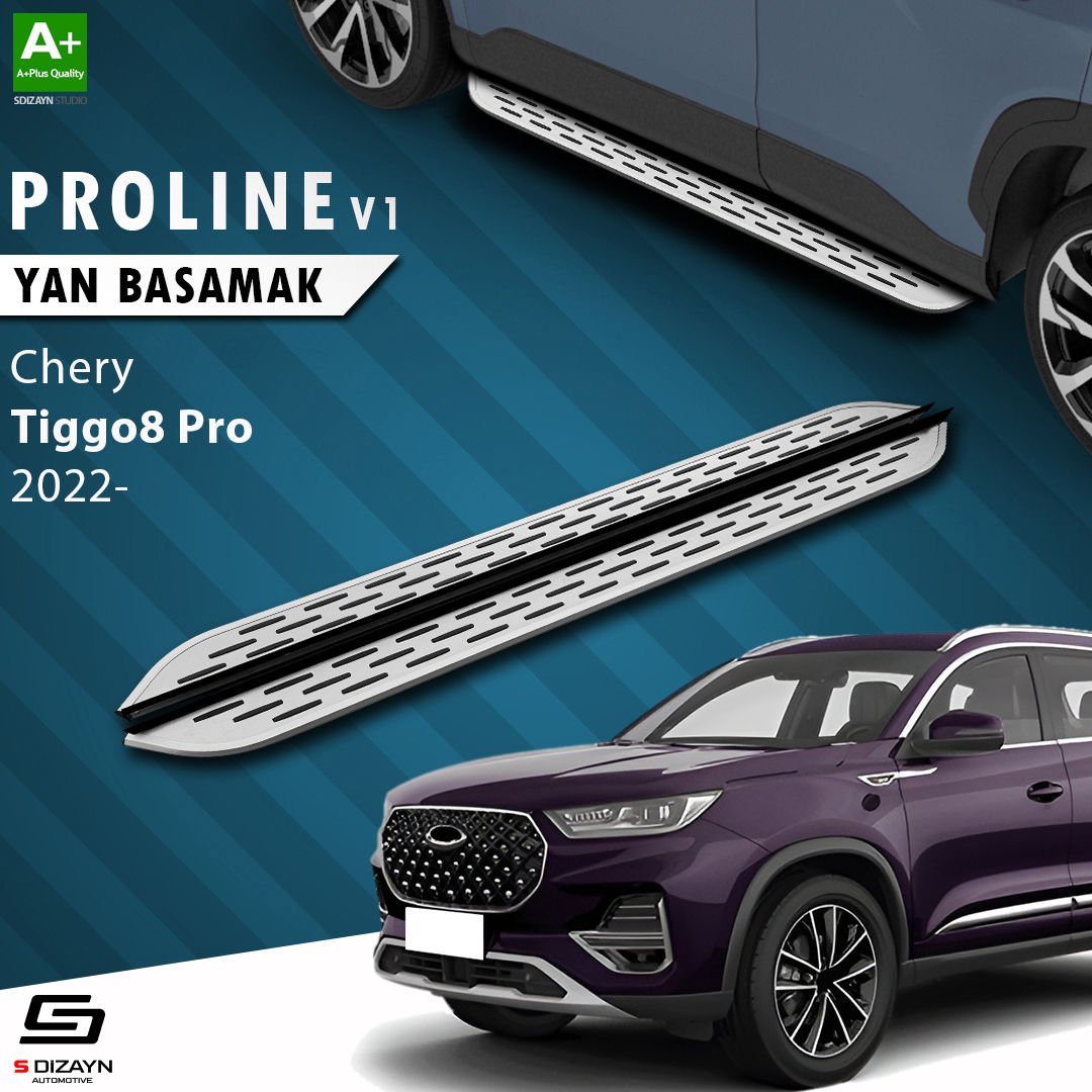 S-Dizayn Chery Tiggo8 Pro OEM Still Pro V1 Aluminyum Yan Basamak 183 Cm 2022 Üzeri