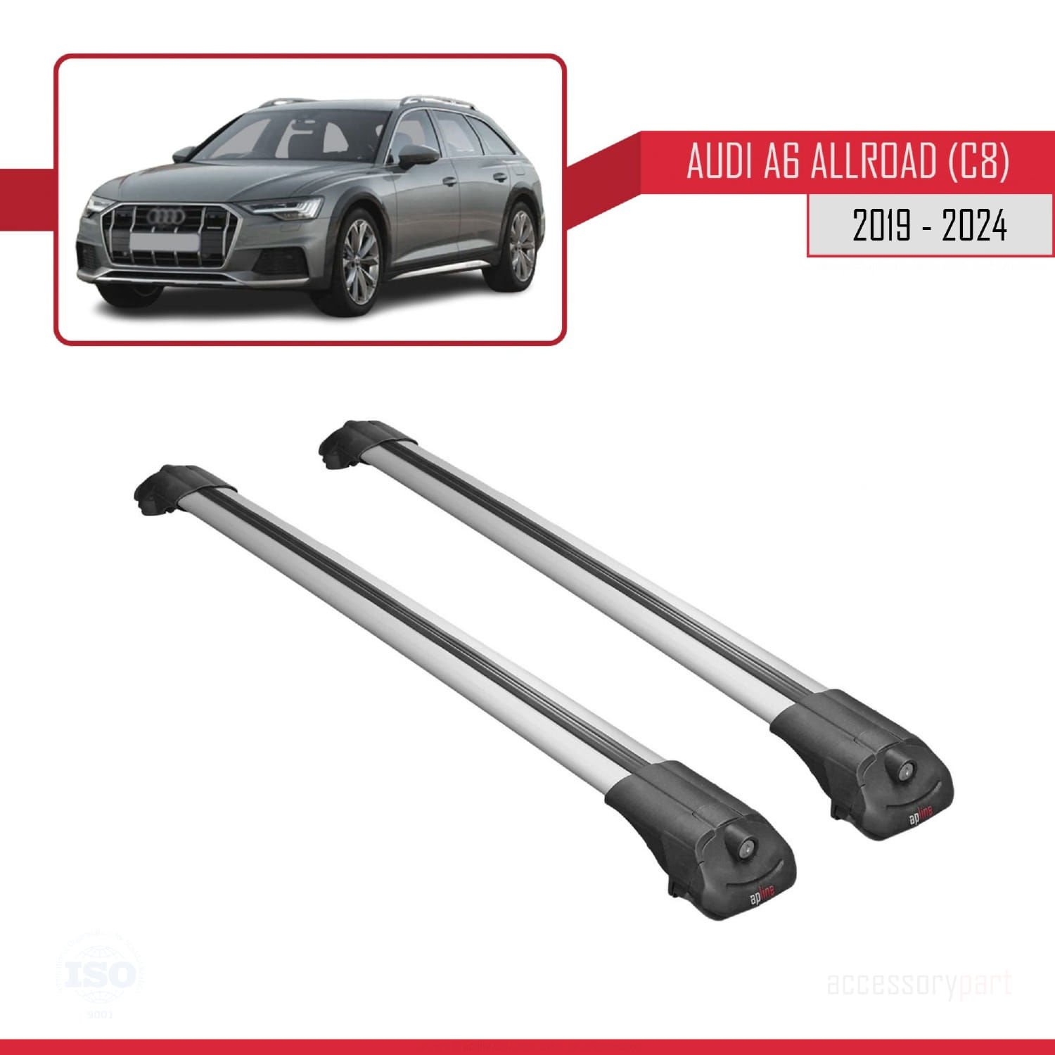 Audi A6 (C8) Allroad 2019 ve Sonrası ile uyumlu ACE-1 Ara Atkı Tavan Barı GRİ