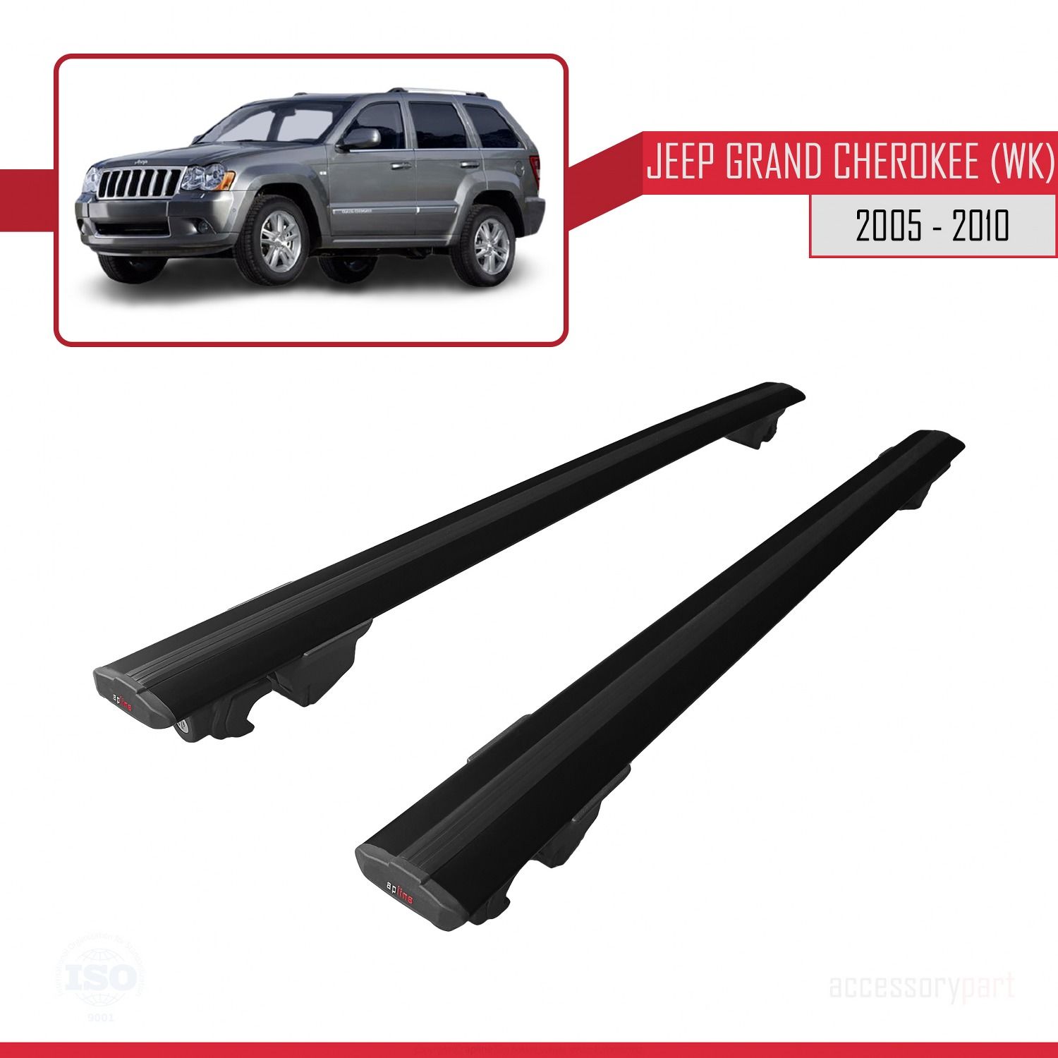 Jeep Grand Cherokee 2005-2010 Arası ile uyumlu HOOK Model Anahtar Kilitli Ara Atkı Tavan Barı SİYAH