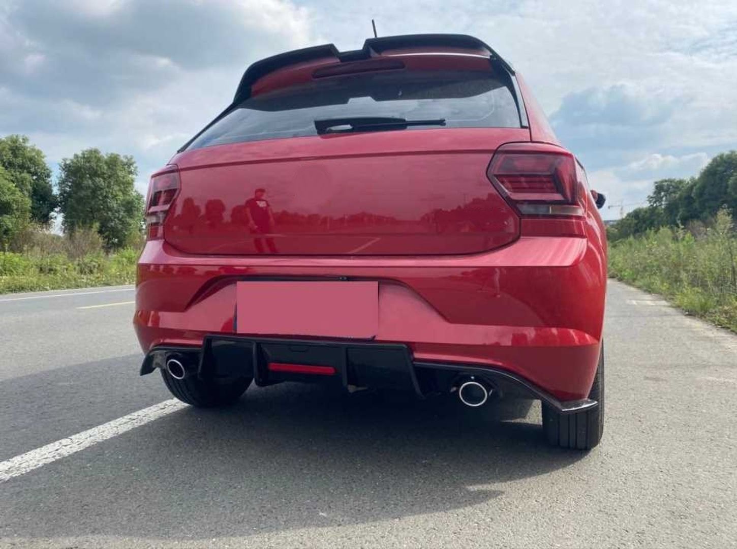 Volkswagen Polo Uyumlu 2018+ Mk6 Çift Egzoz Difüzör (Piano Black)