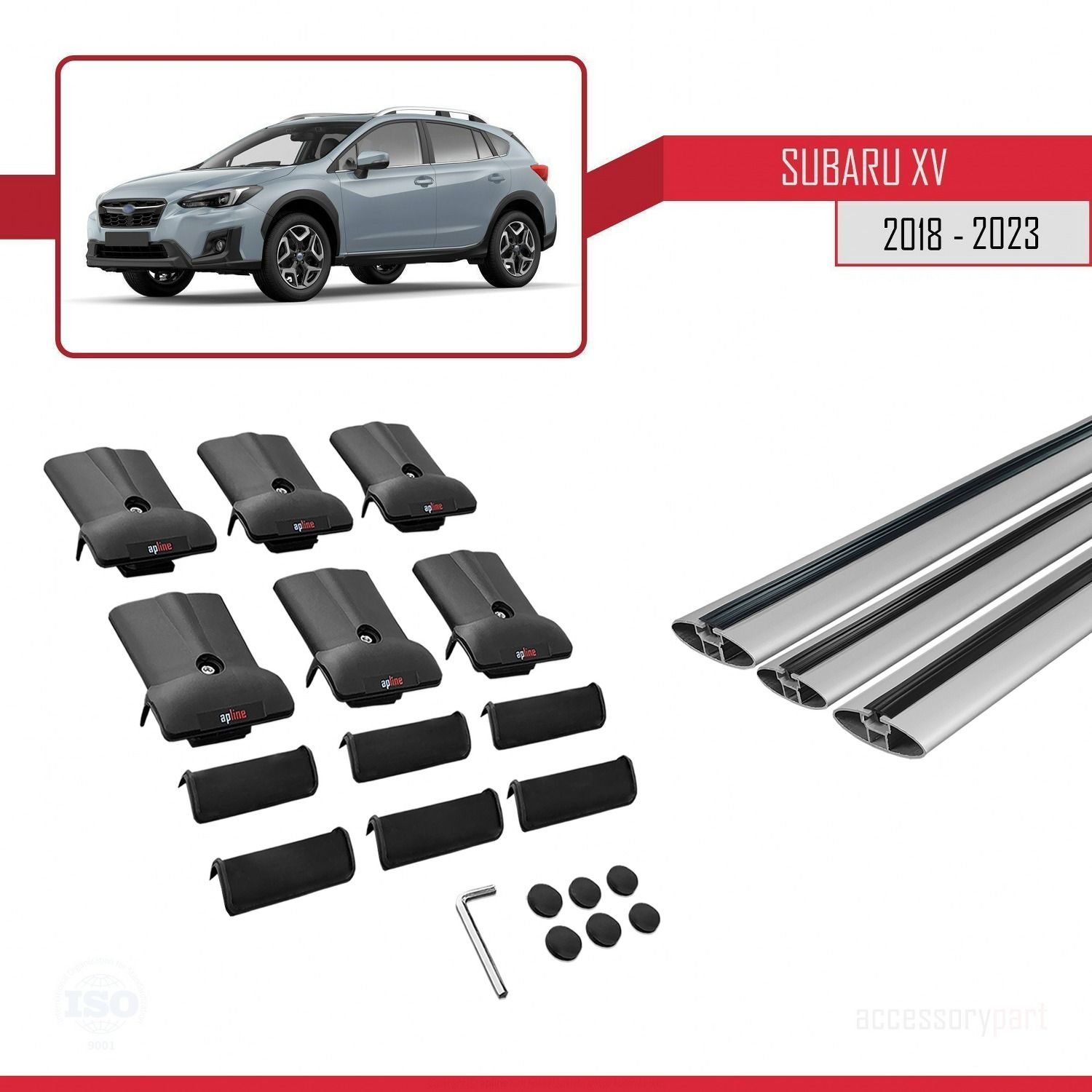 Subaru XV 2018-2021 Arası ile Uyumlu FLY Model Ara Atkı Tavan Barı GRİ 3 ADET BAR