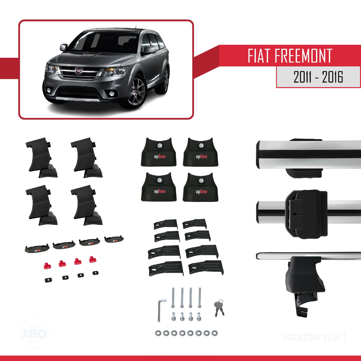 Fiat Freemont 2011-2016 Arası ile uyumlu ACE-4 Ara Atkı Tavan Barı GRİ