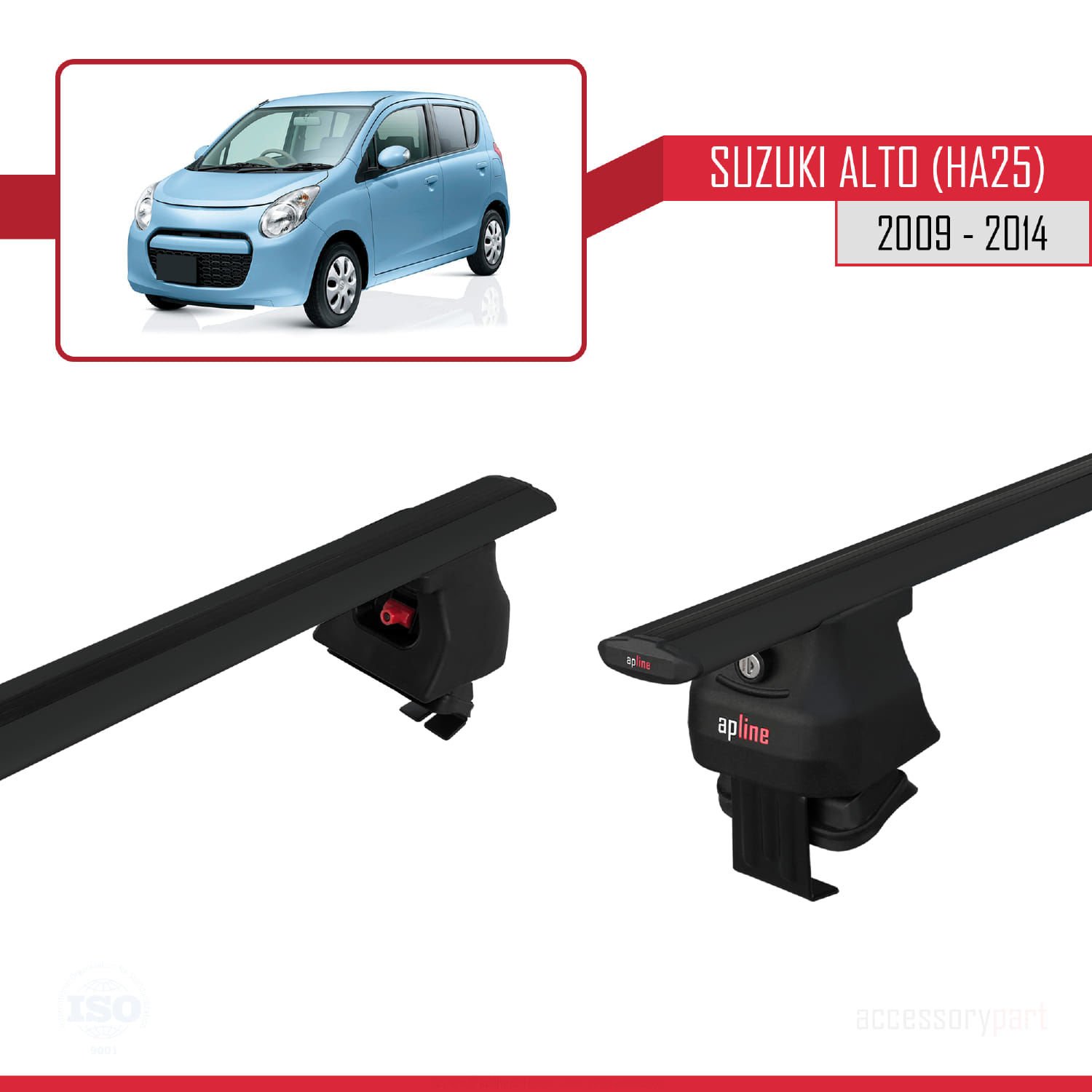 Suzuki Alto (HA25) 2009-2014 Arası ile uyumlu ACE-4 Ara Atkı Tavan Barı SİYAH