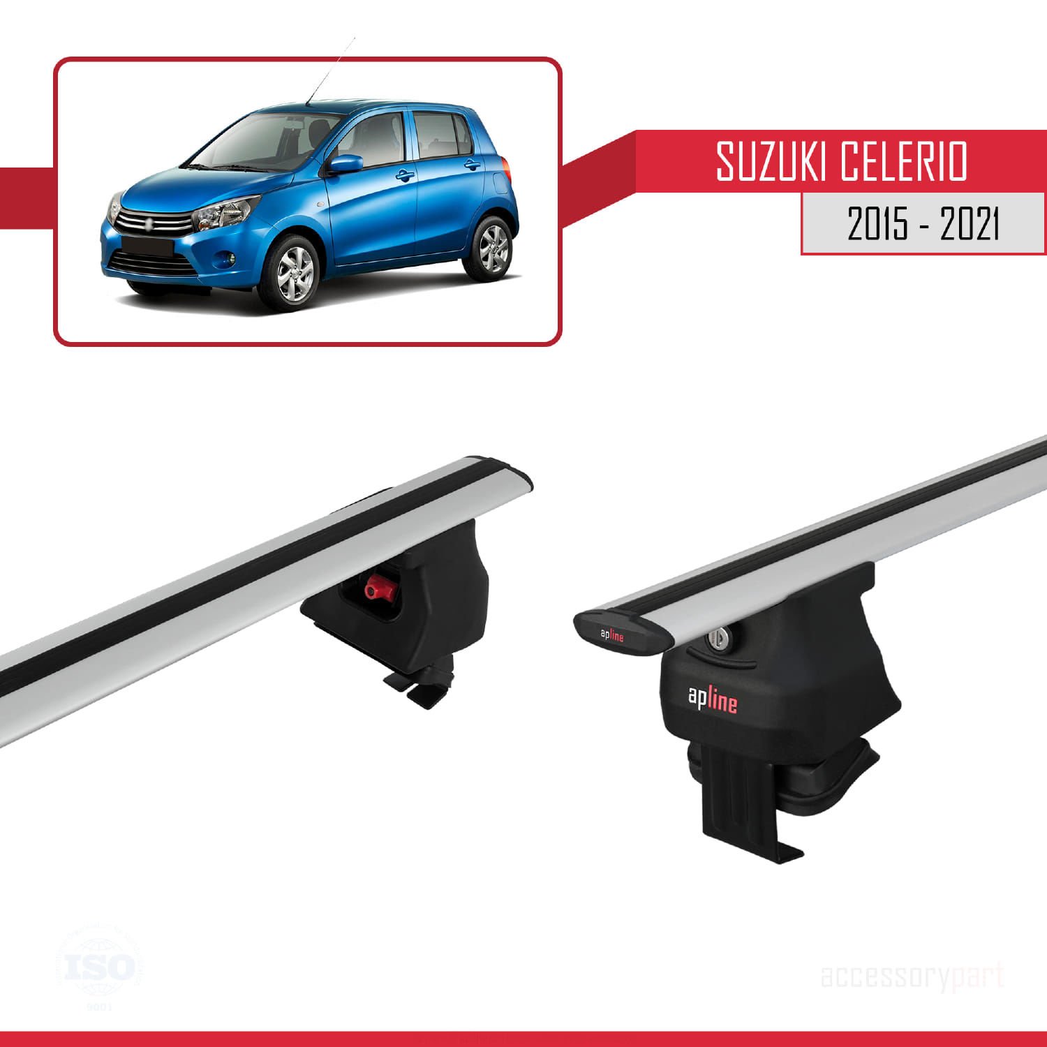 Suzuki Celerio 2015-2021 Arası ile uyumlu ACE-4 Ara Atkı Tavan Barı GRİ